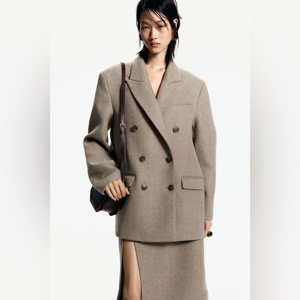H&M Oversized Blazer in Beige Marl - NWT